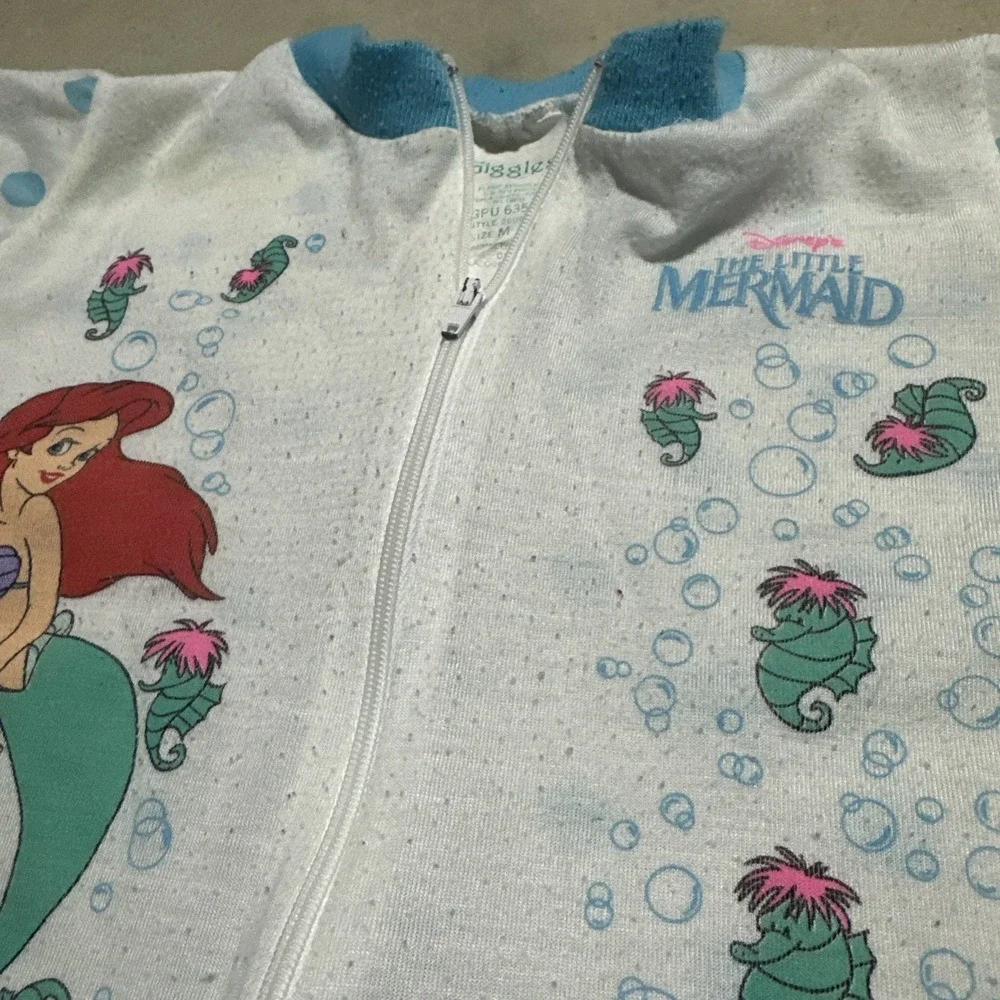 Vintage Disney Little Mermaid Girl Zipper Pajama Ariel Y2K Vintage SZ M Toddler